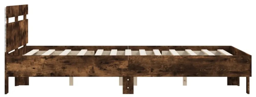 füstös tölgy színű ágykeret fejtámlával és LED-del 120x190 cm