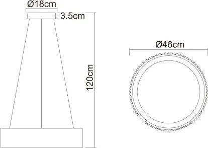 GLOBO 15924W KEMP Modern Led Függesztett Lámpa IP20