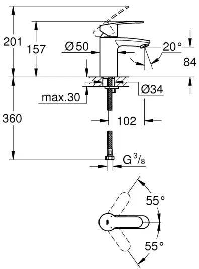 GROHE 3246820E - EUROSTYLE COSMOPOLITAN mosdócsaptelep, S méret, króm