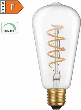 Led spirálizzó izzó, átlátszó ST64 4W/230V/E27/ 1800K/300Lm/360°/Dim
