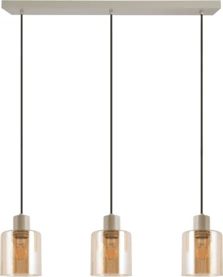 Brilliant - Kábeles függeszték LYSKA 3xE27/20W/230V krémszínű/füstös bézs