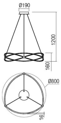 Redo 01-2251 - LED Dimmelhető csillár zsinóron QUARK LED/43W/230V 3000K króm