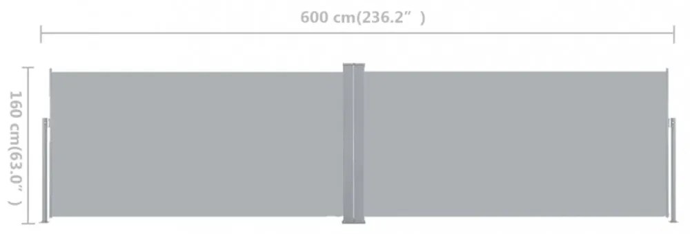 összecsukható oldalsó napellenző 160x600 cm szürke