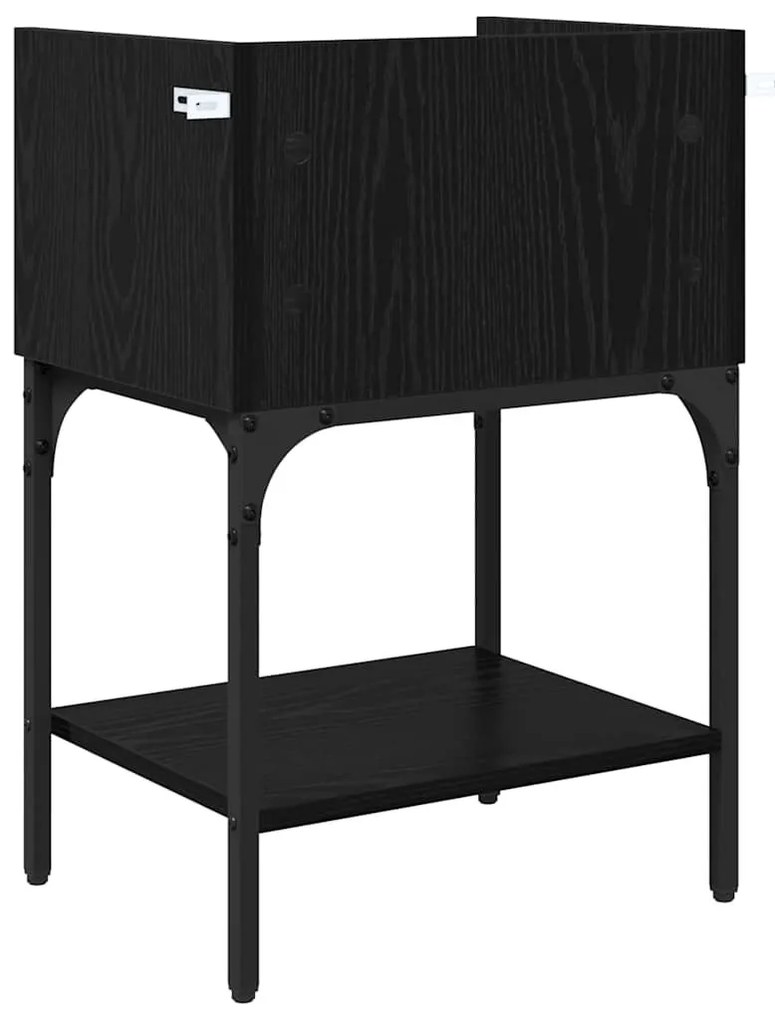 Éjjeli asztal fiókkal 2 pcs Musta tammi 40 x 29 x 60 cm Faanyag