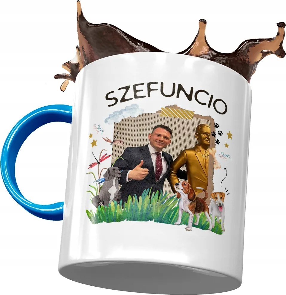 Kék Bögre Sławomir Mentzen XD Ajándék Nyomtatott Fotóval