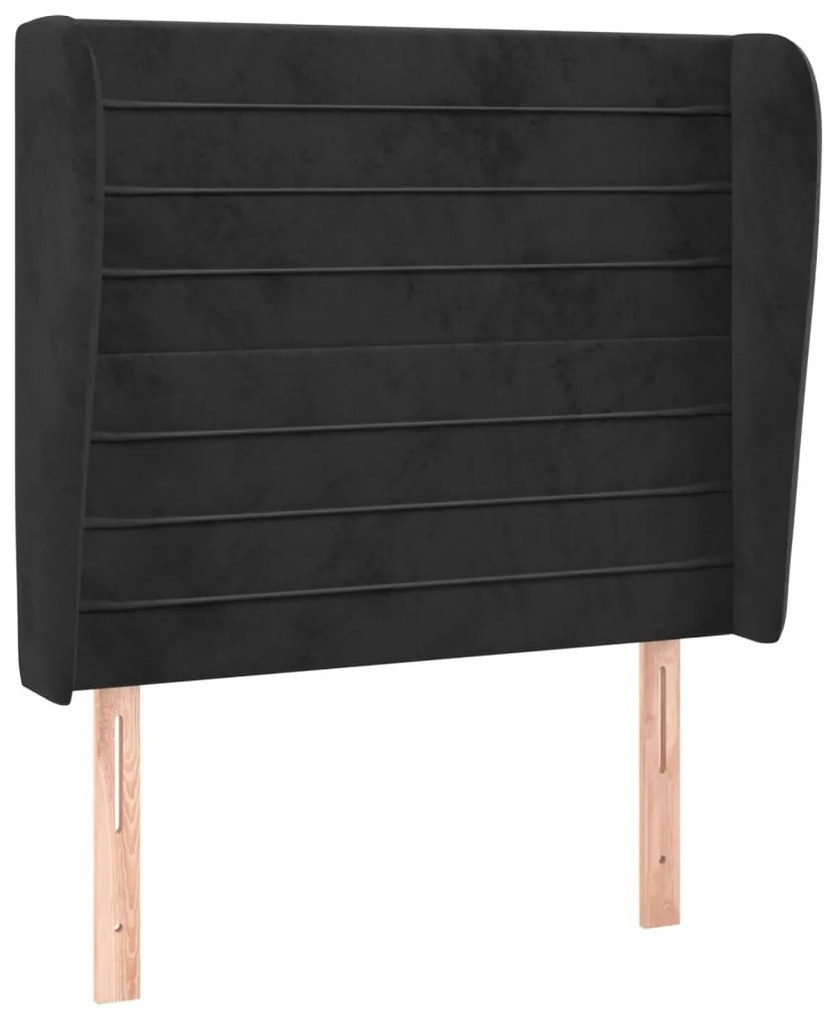 fekete bársony fejtámla szárnyakkal 103 x 23 x 118/128 cm