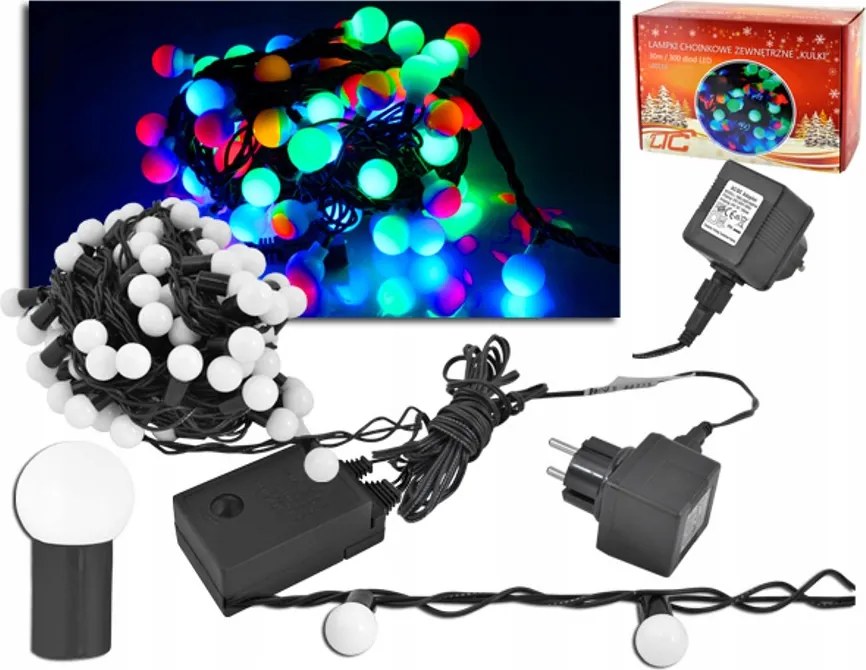 Karácsonyfa fényfüzér Golyók 100 db, 10m, többszínű