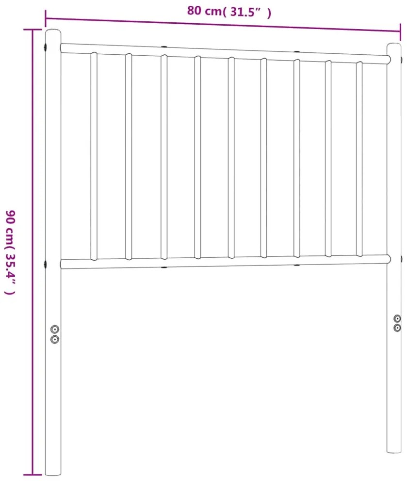 fekete fém fejtámla 75 cm