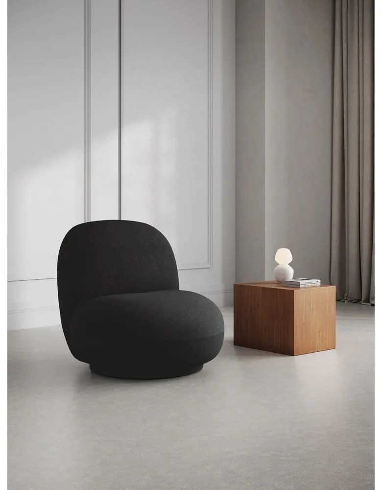 Fekete buklé fotel Chuck – Micadoni Home