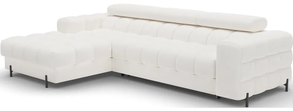 Krémszínű buklé kinyitható-tárolóhelyes sarokkanapé (bal oldali-heverő résszel) Felro – ELTAP