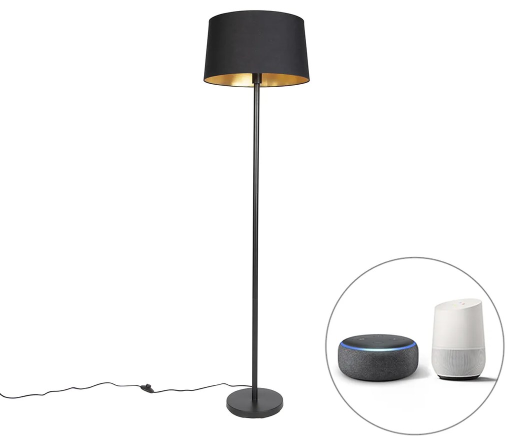 Okos állólámpa fekete fekete árnyékolóval 45 cm, Wi-Fi-vel, A60 - Simplo