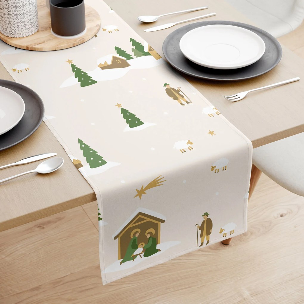 Goldea karácsonyi pamut asztali futó - karácsonyi dalok 35x120 cm