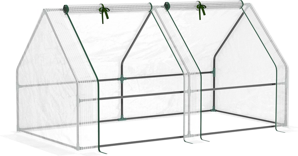 Outsunny Kültéri Üvegház 180x90x90 cm 2 Ablakkal Acél Vázú Terasz Üvegház Növények Virágok Paradicsomok Növesztésére | Aosom