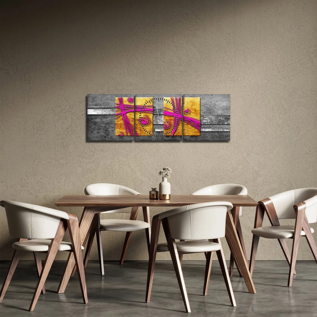Fekete alapon színes négyzetek képe (órával) (90x30 cm)