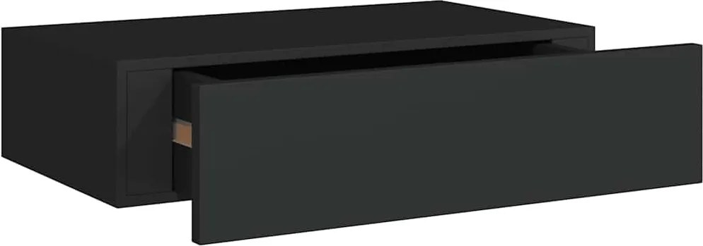 vidaXL fekete falra szerelhető fiókos polc 40 x 23,5 x 10 cm