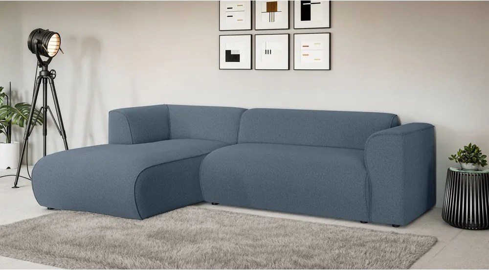 Kék sarokkanapé (bal oldali-heverő résszel) Merid – Ropez