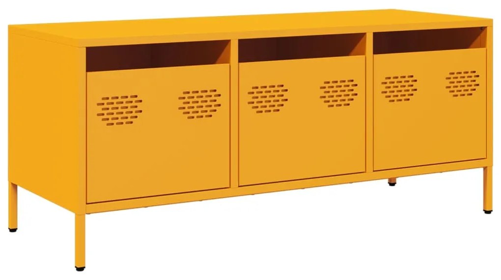mustársárga hidegen hengerelt acél TV-szekrény 101,5x39x43,5 cm