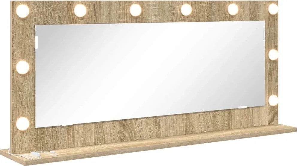 vidaXL Toalett Tükör Sonoma tölgy 100 x 45 x 18 cm Üveg és mérnöki fa