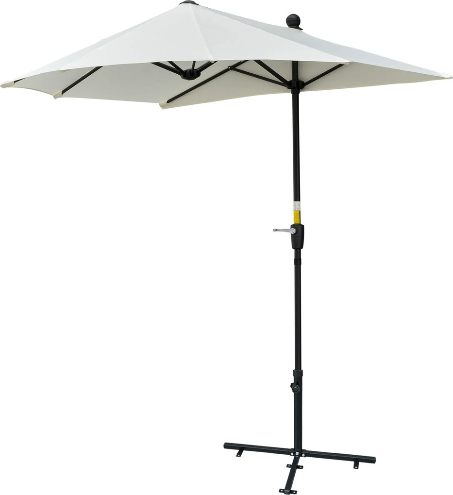 Outsunny Kerti Fali Napernyő 200x190x240 cm Terasz Napernyő Kézi Karral Acél Oszlopal és Keresztalappal UV Ellen Védett Krém | Aosom