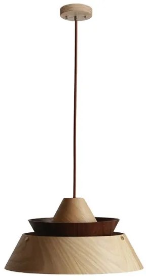 Fa csillár zsinóron 1xE27/60W/230V Ø 33 cm tömörfa/tölgy/dió/kaucsukfa