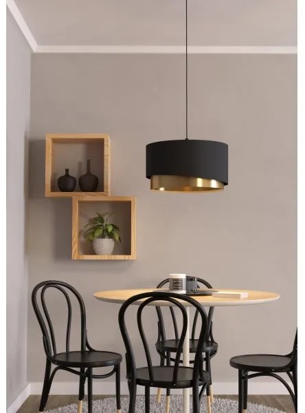 Eglo 39925 - Csillár zsinóron MANDERLINE 1xE27/40W/230V fekete/arany