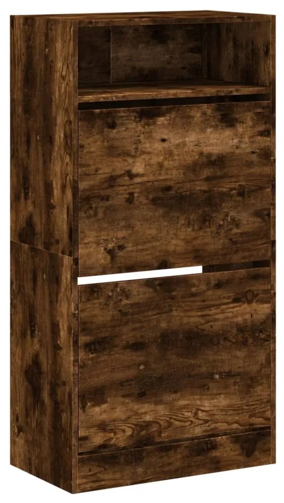 füstös tölgy színű szerelt fa cipőszekrény 60x34x116 cm