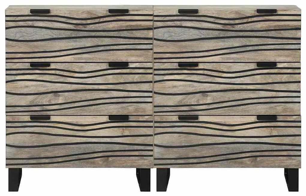 Oldalszekrények 2 pcs Fehér 60 x 33.5 x 75 cm tömör mangófa