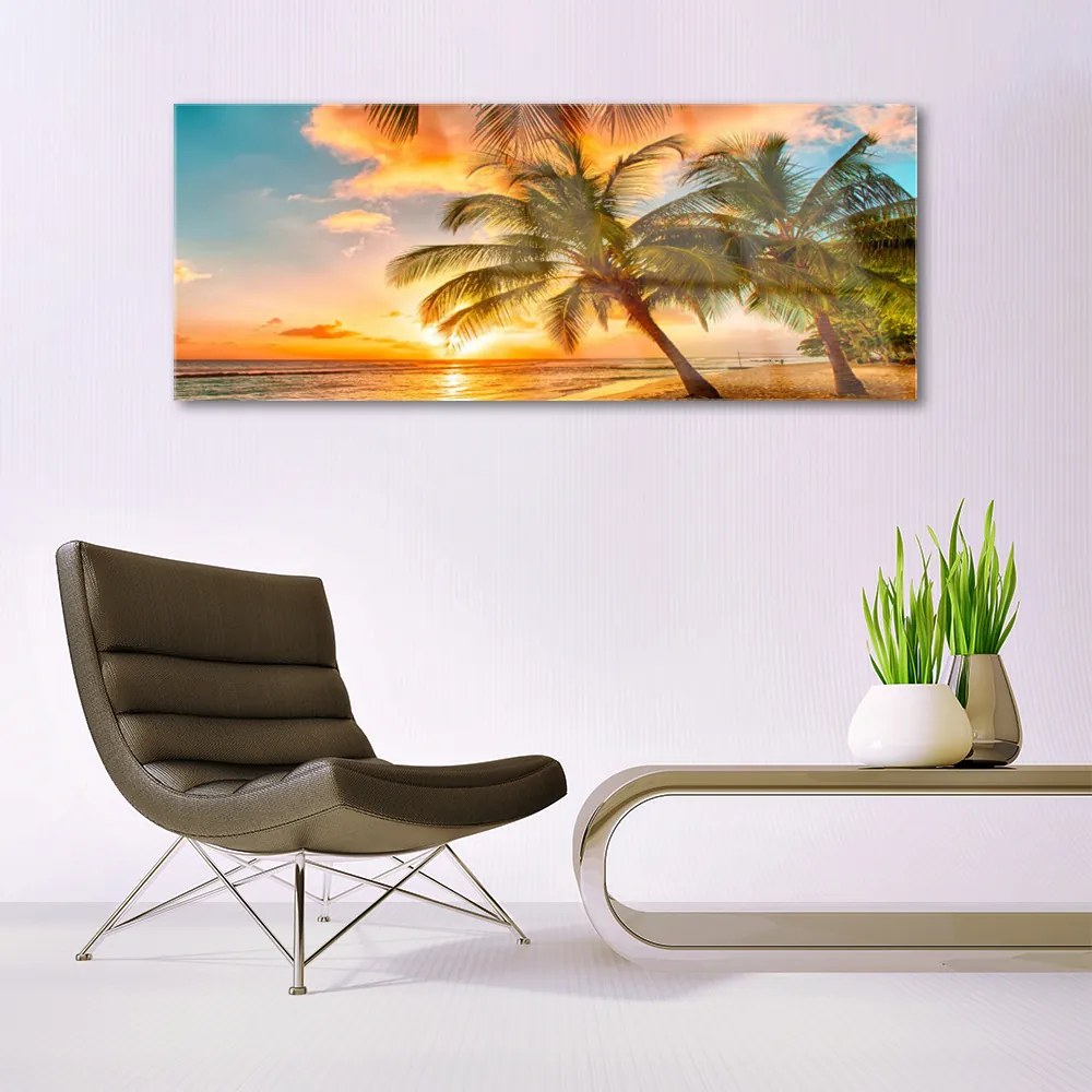 Fali üvegkép Pálmafa Sea Landscape 120x60cm