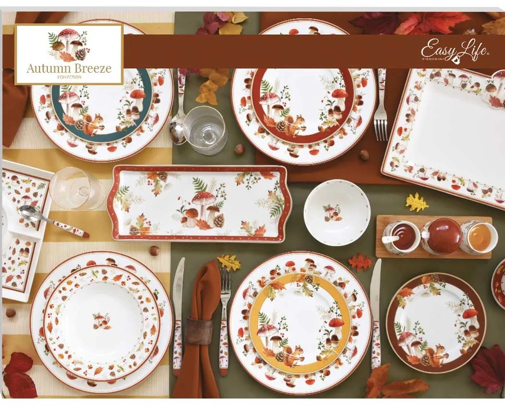 Őszi porcelán gomba alakú kínáló tál díszdobozban Autumn Breeze