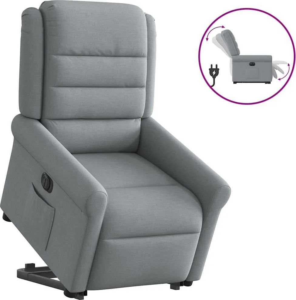 vidaXL elektromos felállást segítő világosszürke szövet dönthető fotel