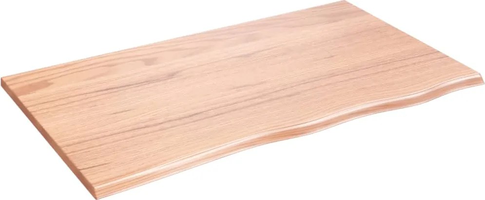 vidaXL világosbarna kezelt tömör fa fürdőszobai pult 100x60x2 cm