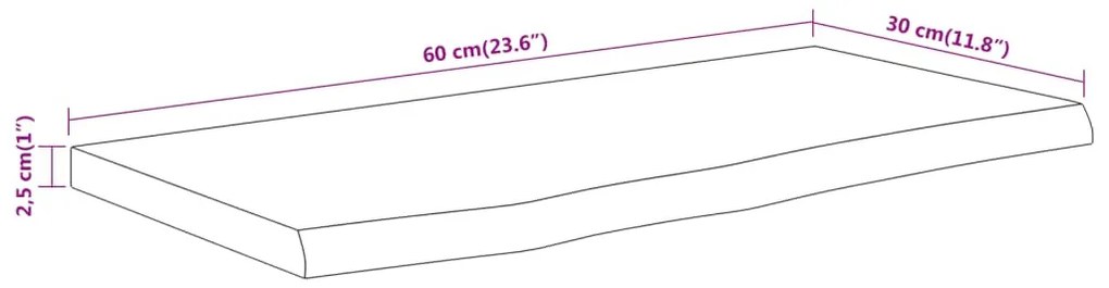 tömör akácfa téglalap alakú fali polc 60 x 30 x 2,5 cm