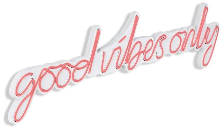Műanyag LED-es fali dekoráció, Good Vibes Only - Pink