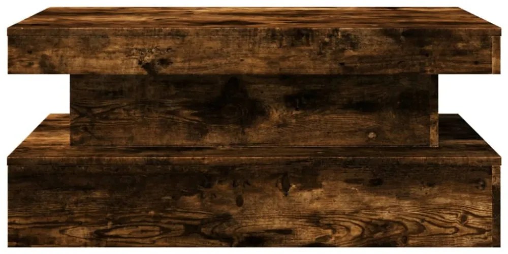 füstös tölgy színű dohányzóasztal LED-lámpákkal 90x50x40 cm