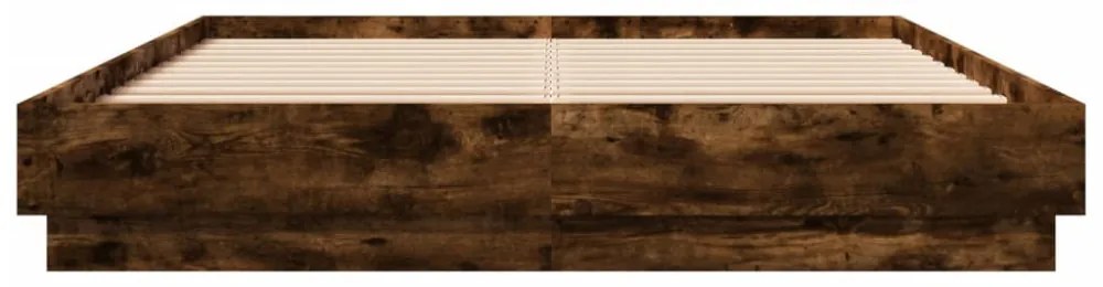 füstös tölgyszínű szerelt fa ágykeret 120 x 200 cm