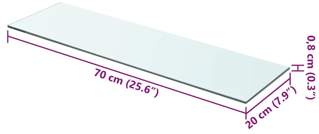 Átlátszó üvegpolc 70x20 cm