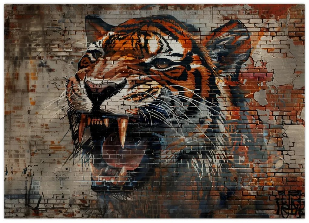 Üveg kép - Téglatigris (70x50 cm)