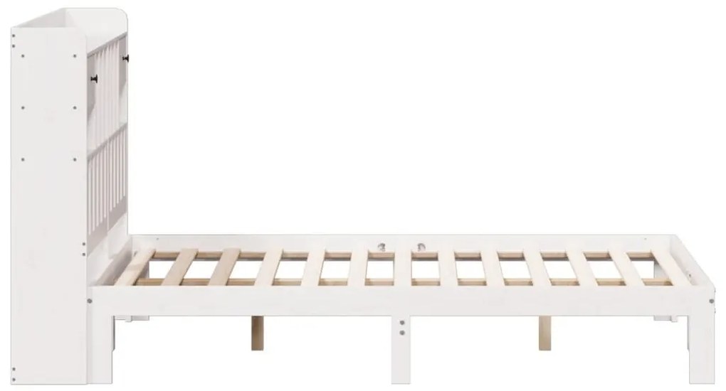 fehér tömör fenyőfa könyvespolcos ágy matrac nélkül 135x190 cm