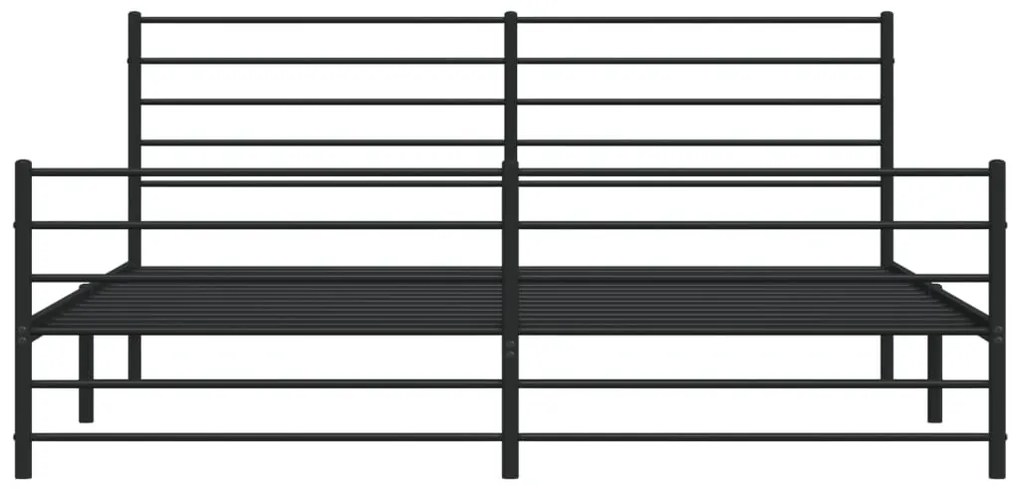 fekete fém ágykeret fej- és lábtámlával 200 x 200 cm
