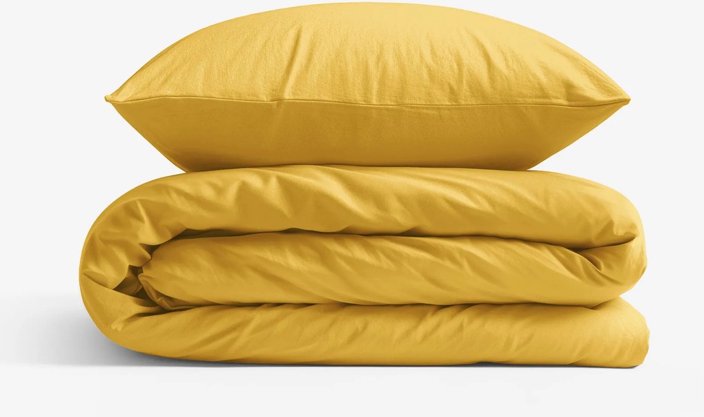 Goldea pamut ágyneműhuzat garnitúra - mézsárga 140 x 200 és 70 x 90 cm