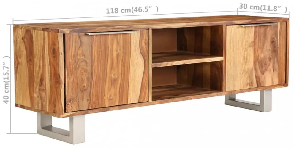 tömör rózsafa TV-szekrény mézszínű felülettel 118 x 30 x 40 cm