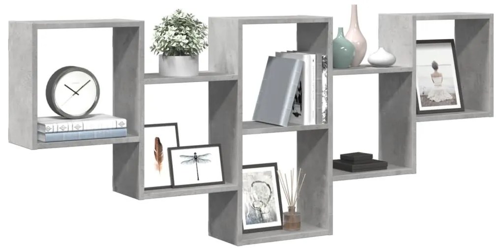 betonszürke szerelt fa fali polc 159 x 18 x 66 cm