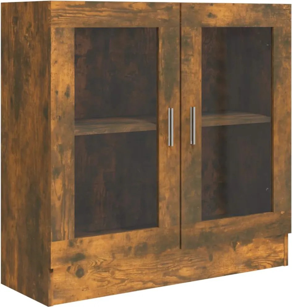 vidaXL füstös tölgy színű szerelt fa vitrinszekrény 82,5x30,5x80 cm
