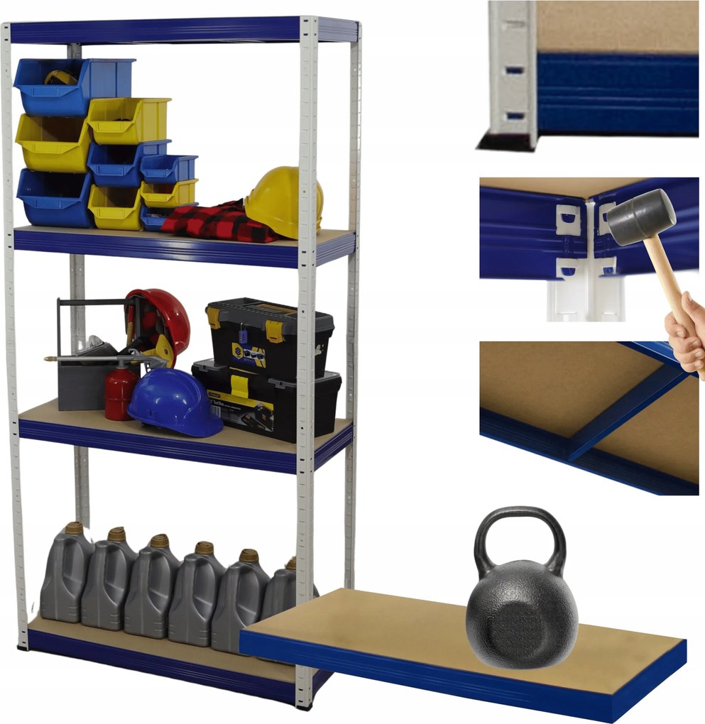 Helios fém tároló állvány garázs állvány 180x110x35cm 4Px175kg Pl