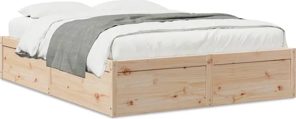 vidaXL tömör fenyőfa ágy matrac nélkül 150x200 cm