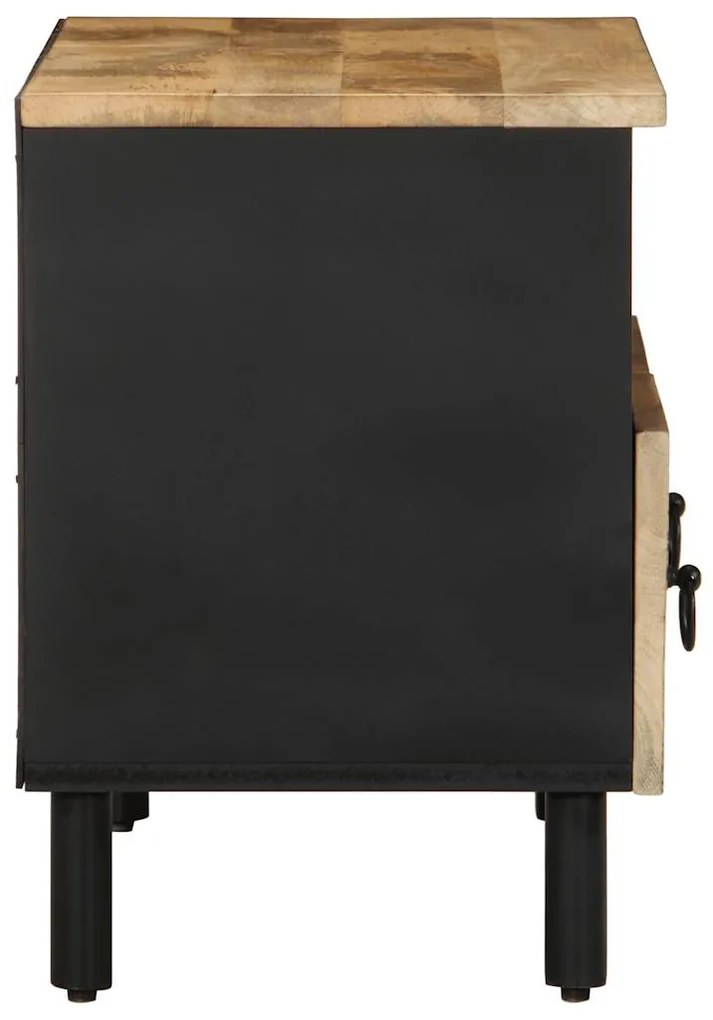 fekete tömör nyers mangófa TV-szekrény 70 x 33,5 x 46 cm