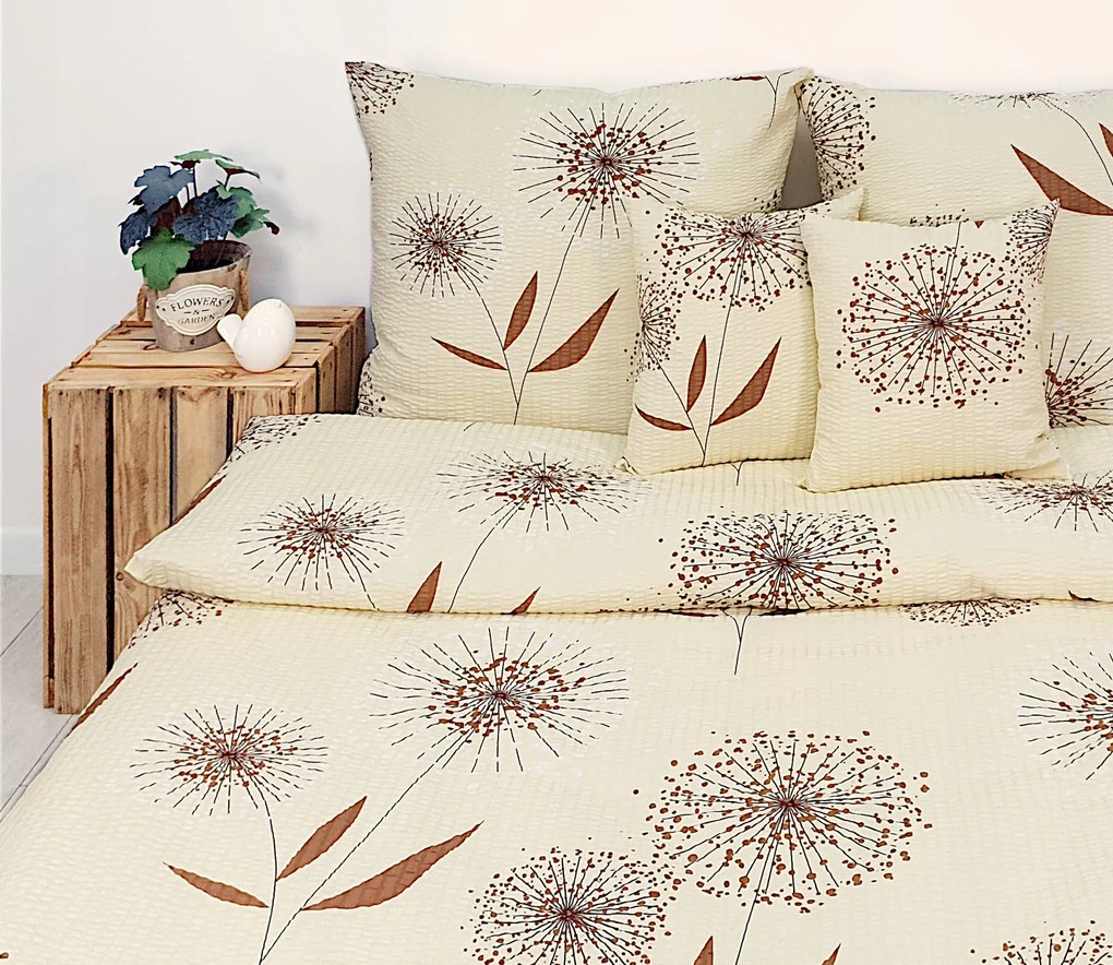 Ágyneműhuzat Prémium pitypang krémszínű alapon 22264-5 160x200