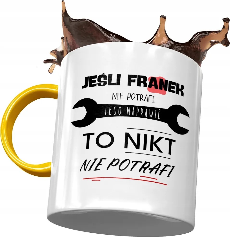 Sárga bögre Ferenc Frank Kollégáknak Ajándék Nyomtatott Fotóval