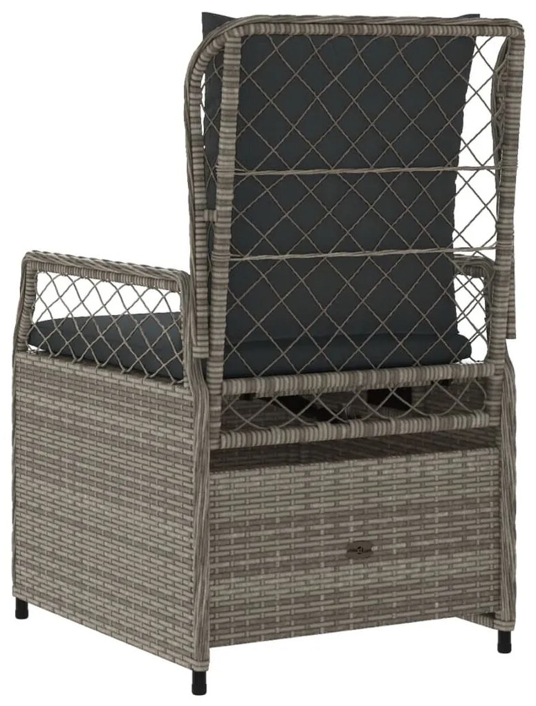 2 db szürke polyrattan dönthető kerti szék