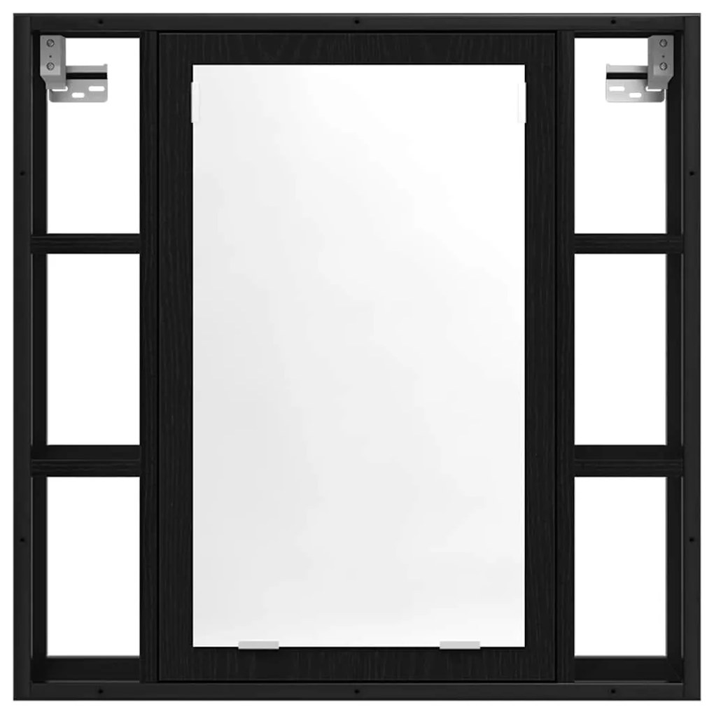 Fekete tölgy szerelt fa fürdőszobai tükör 60 x 16 x 60 cm